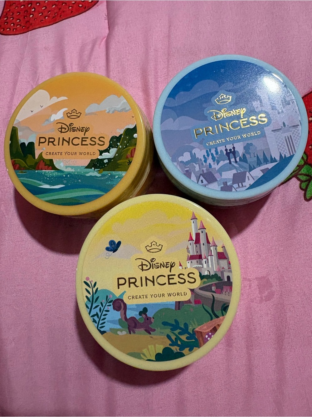 Disney Princess Round Tin Trio - Yellow, Blue, Orange